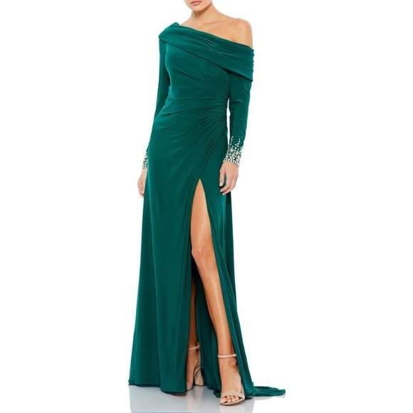Mac Duggal WOMENS RUCHED EMBELLISHED EVENING DRESS size 10 New with tags - Picture 1 of 12